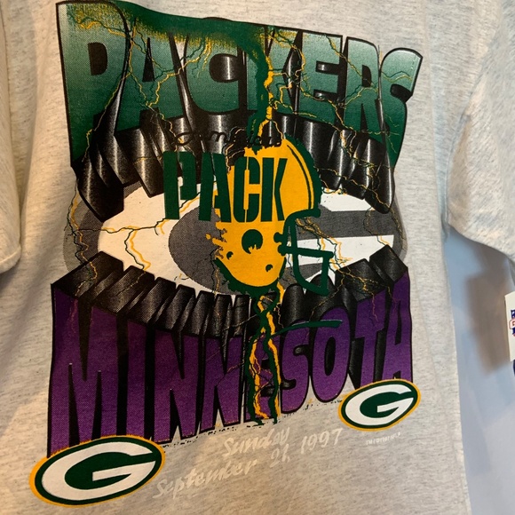 RARE VTG '97 Locker Line NFL GB Packers Minnesota Graphic Tee WITH TAGS! Size L - Picture 4 of 14